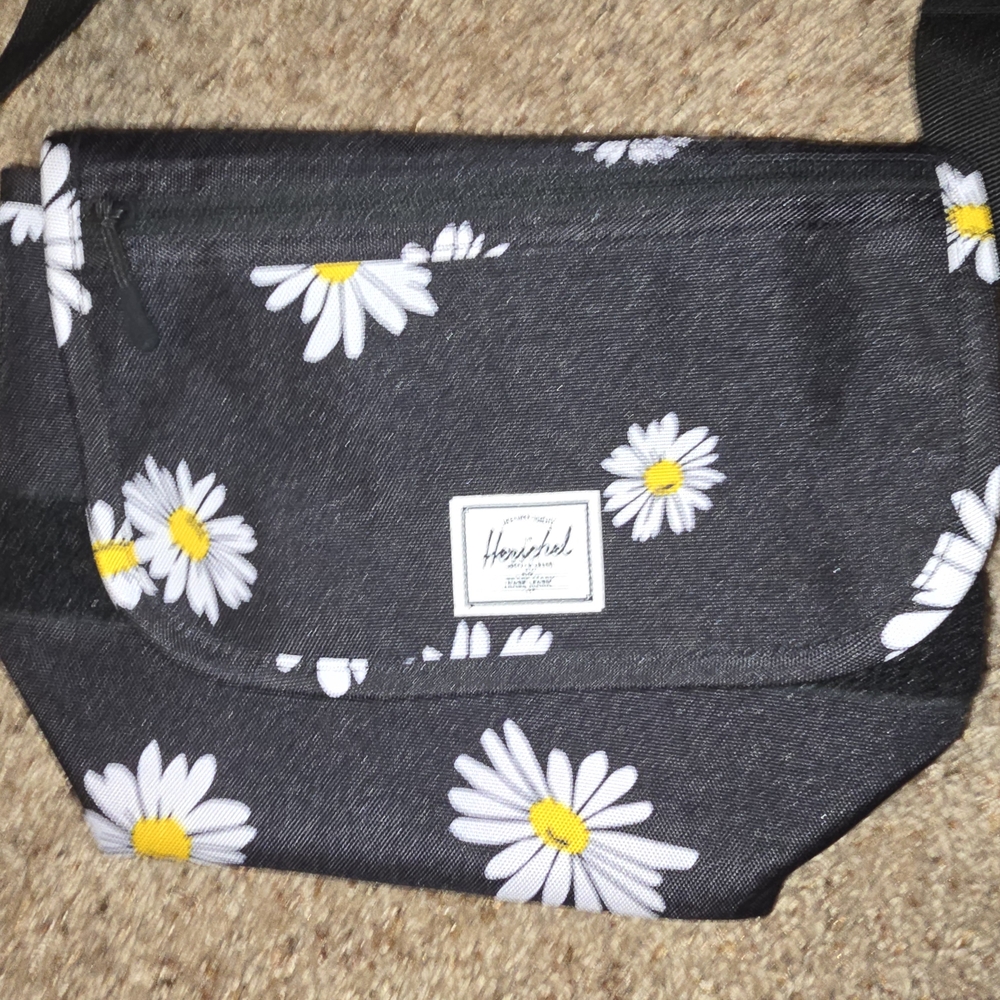 Herschel Black Daisy Print Crossbody Bag